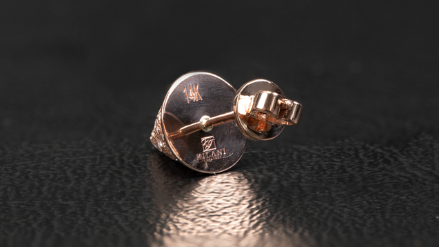 14K Rose Gold Cone Shape Diamond Earrings