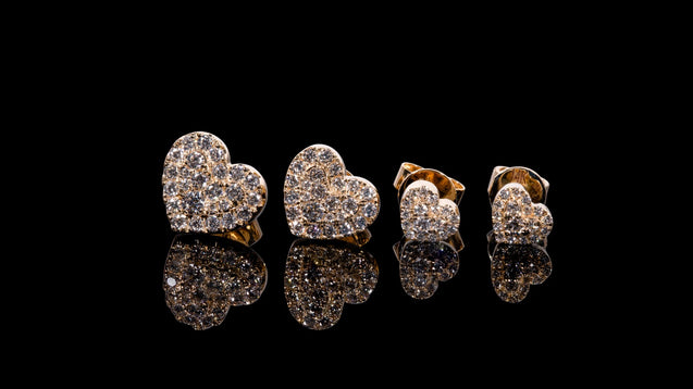 18K Yellow Gold Heart Diamond Earrings