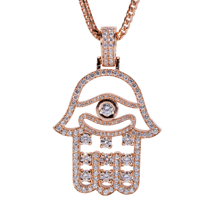 14K Gold Hand Of Hamza Diamond Pendant