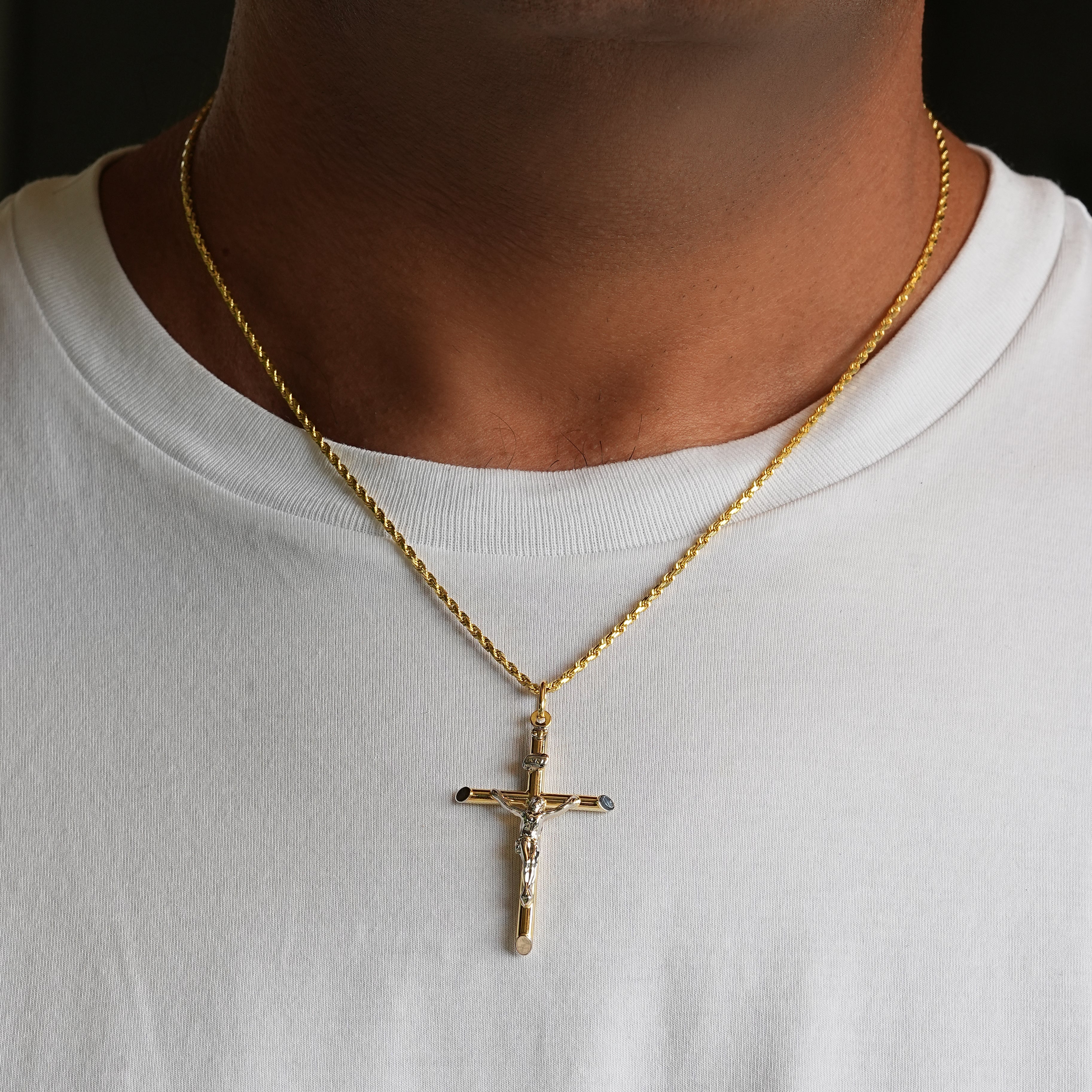 10K Yellow Gold 3D Crucifix Cross