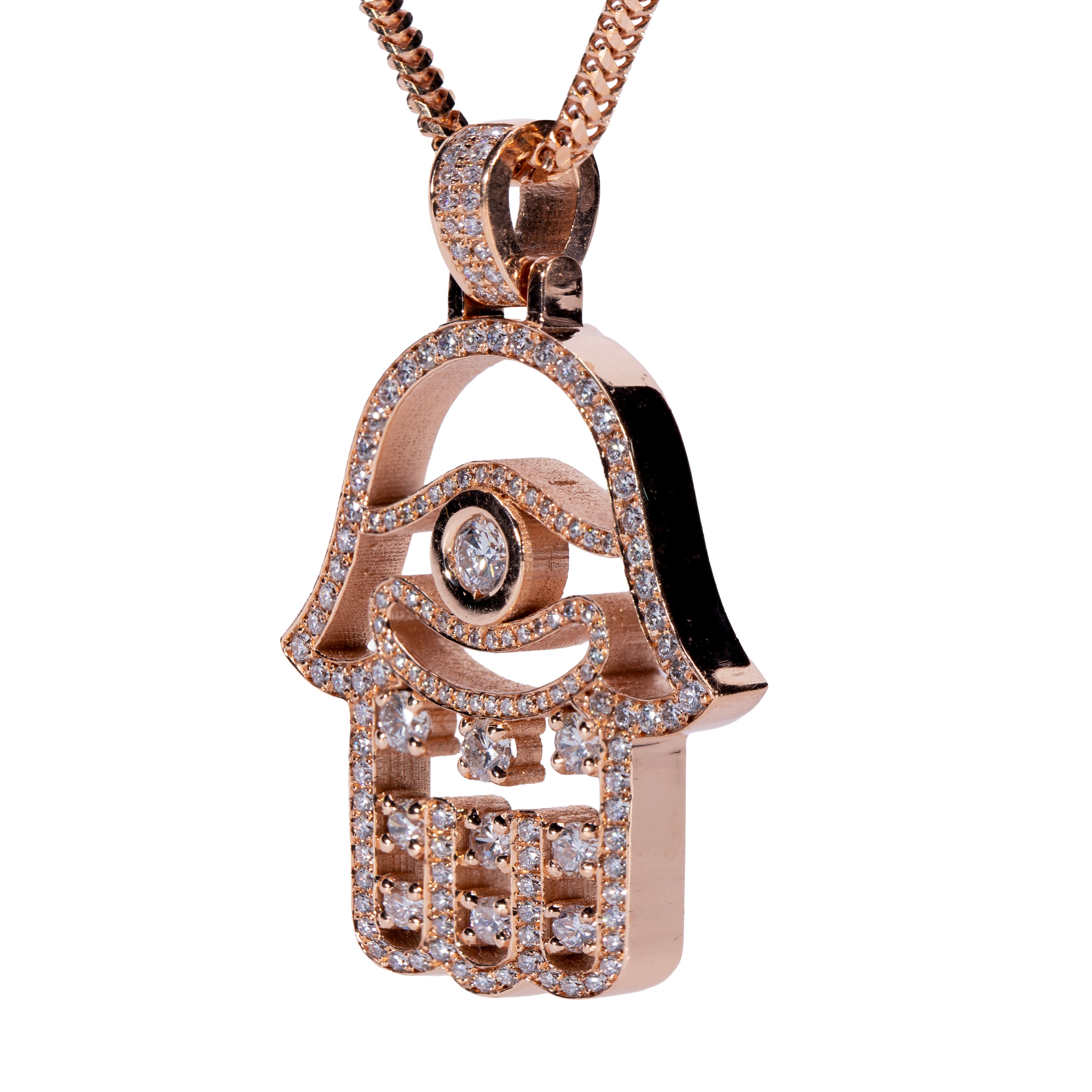 14K Gold Hand Of Hamza Diamond Pendant