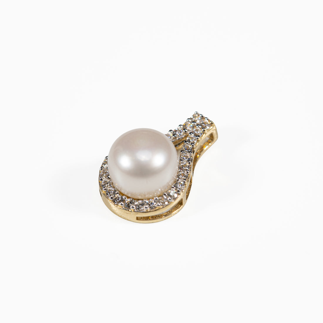 14K Gold Freshwater Pearl CZ Earring & Pendant Set