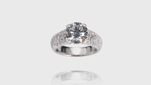 18K White Gold 5-Row Pave Setting Diamond Engagement Ring