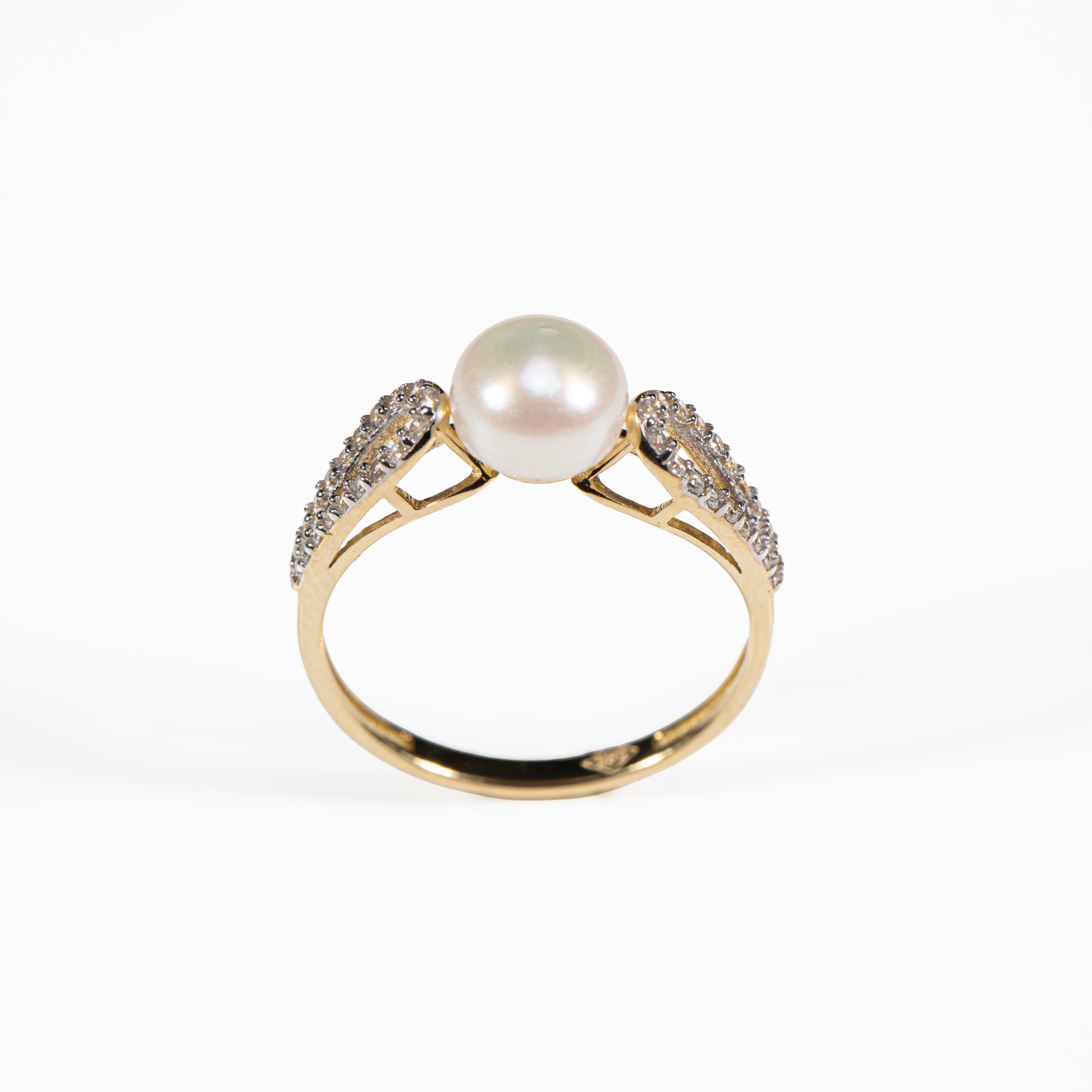 14K Gold Freshwater Pearl CZ Earring & Pendant Set