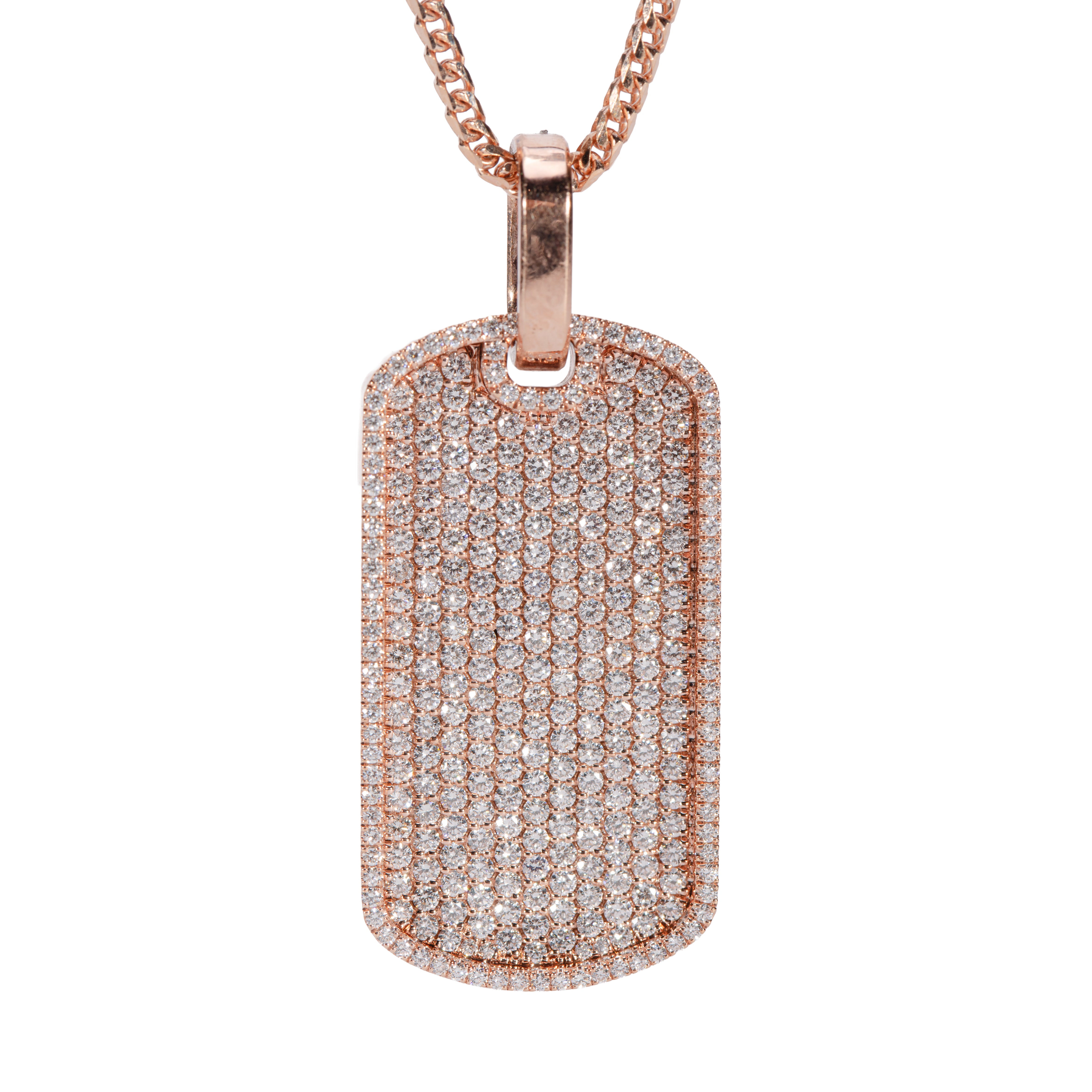 10K Rose Gold Diamond Dog Tag Pendant