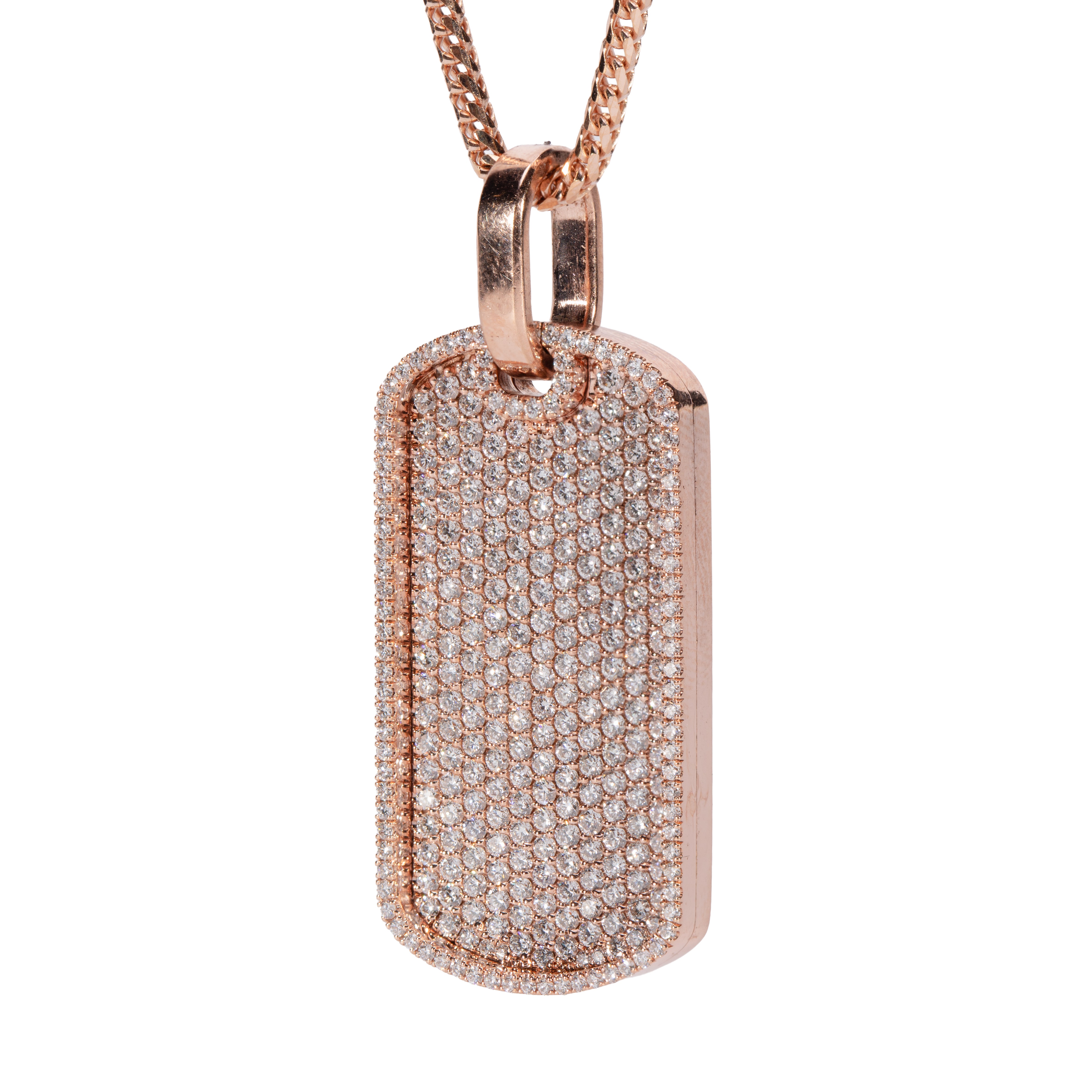10K Rose Gold Diamond Dog Tag Pendant
