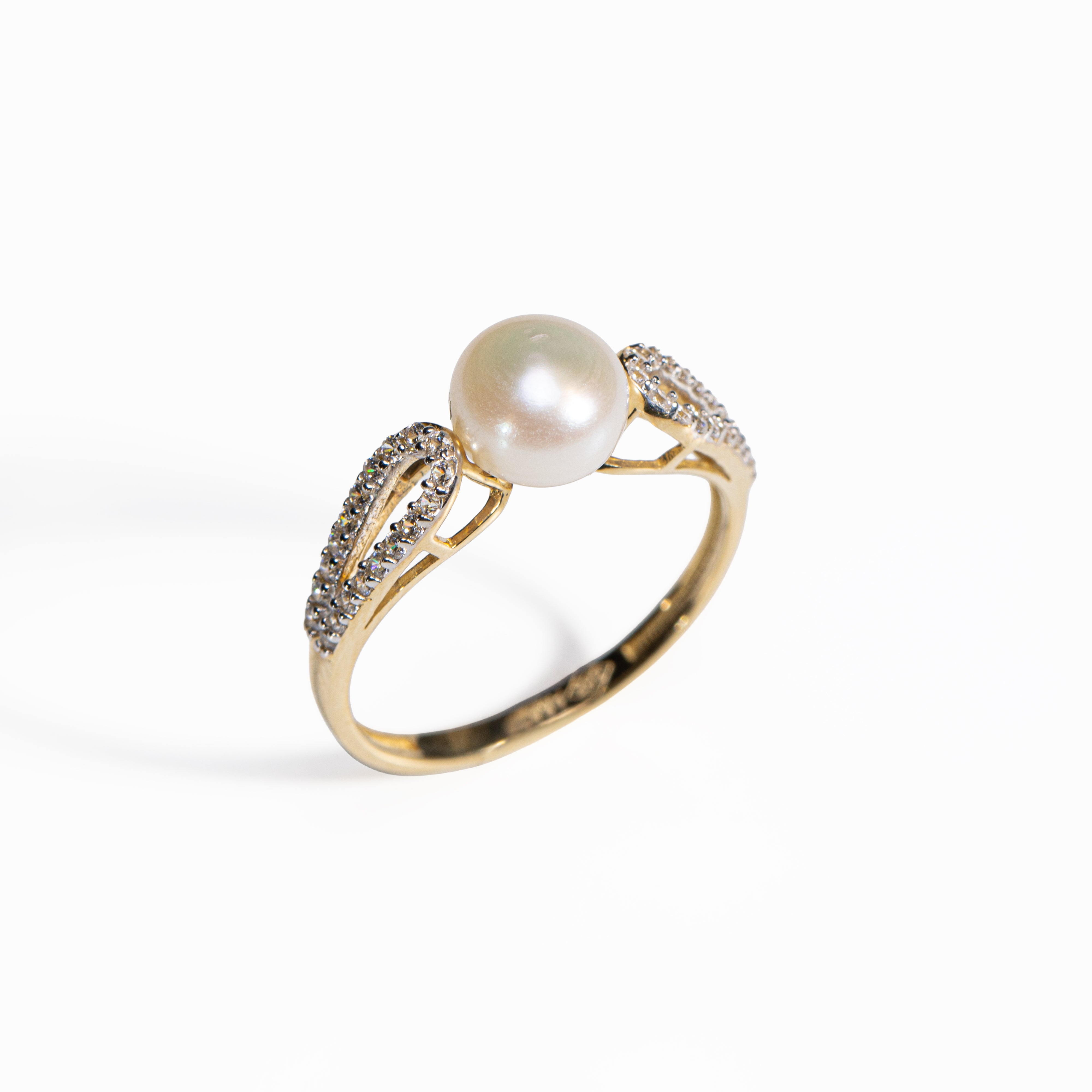 14K Gold Freshwater Pearl CZ Earring & Pendant Set