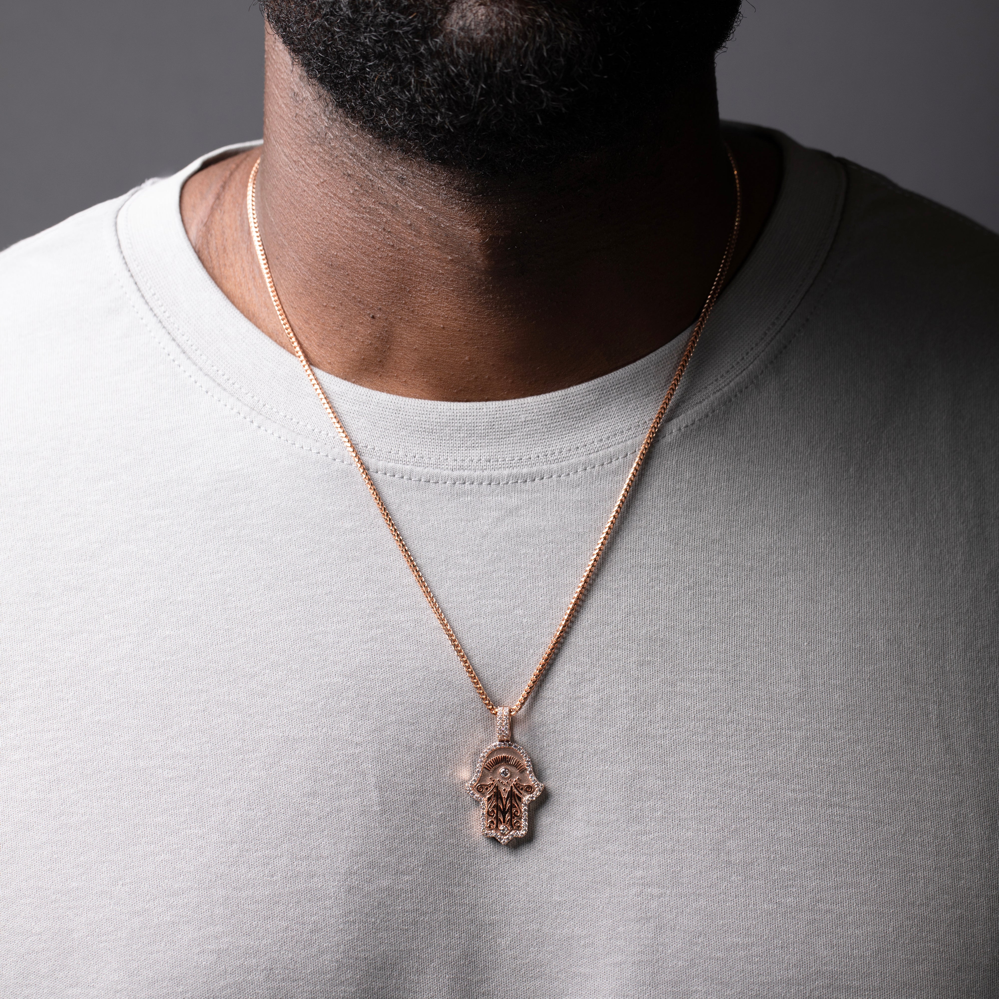 14K Gold Hamsa Hand Diamond Pendant