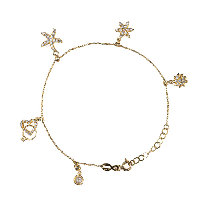 10K Gold CZ Charm Bracelet