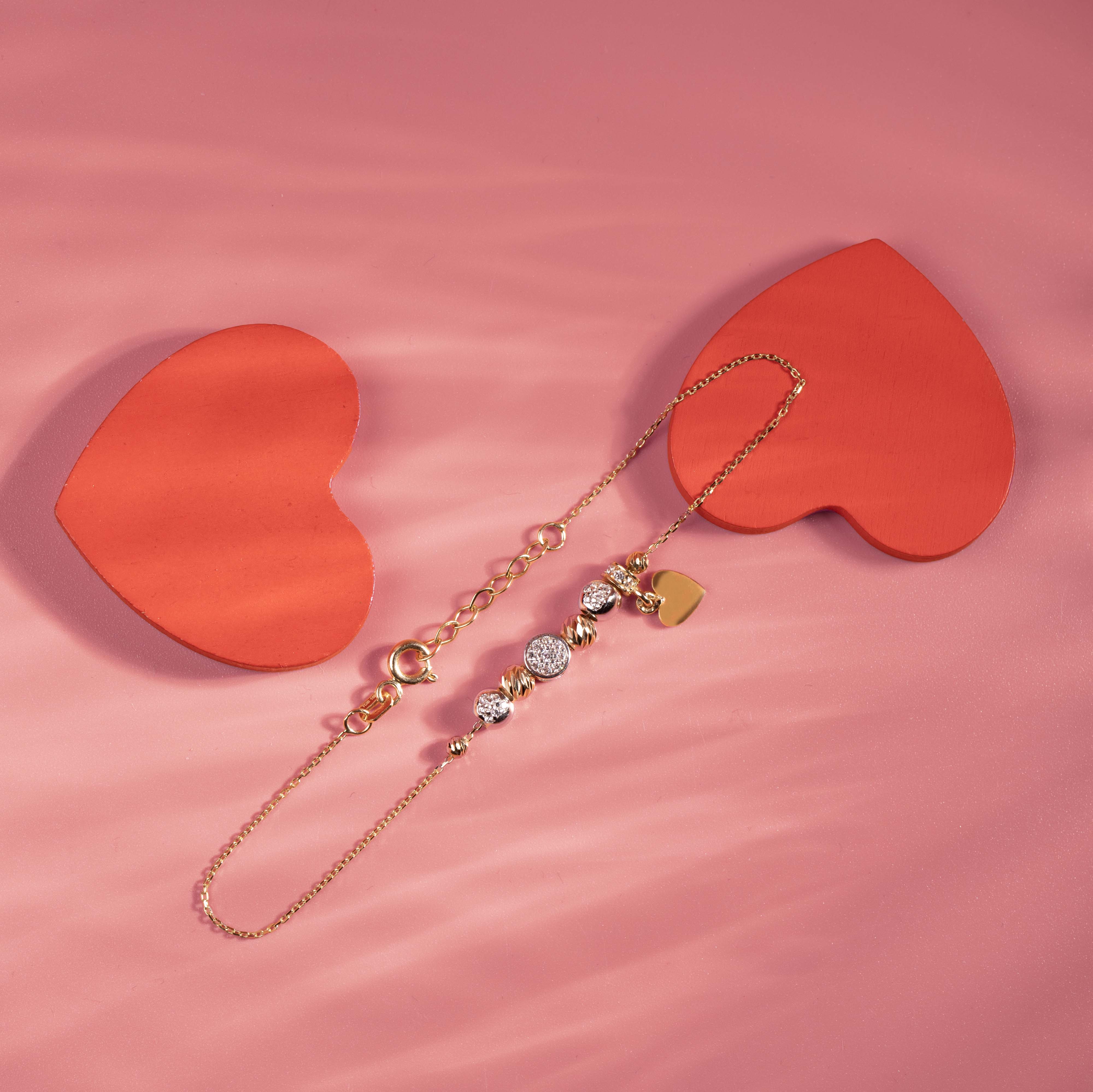 10K Tow-Tone Sliding CZ Charm Bracelet