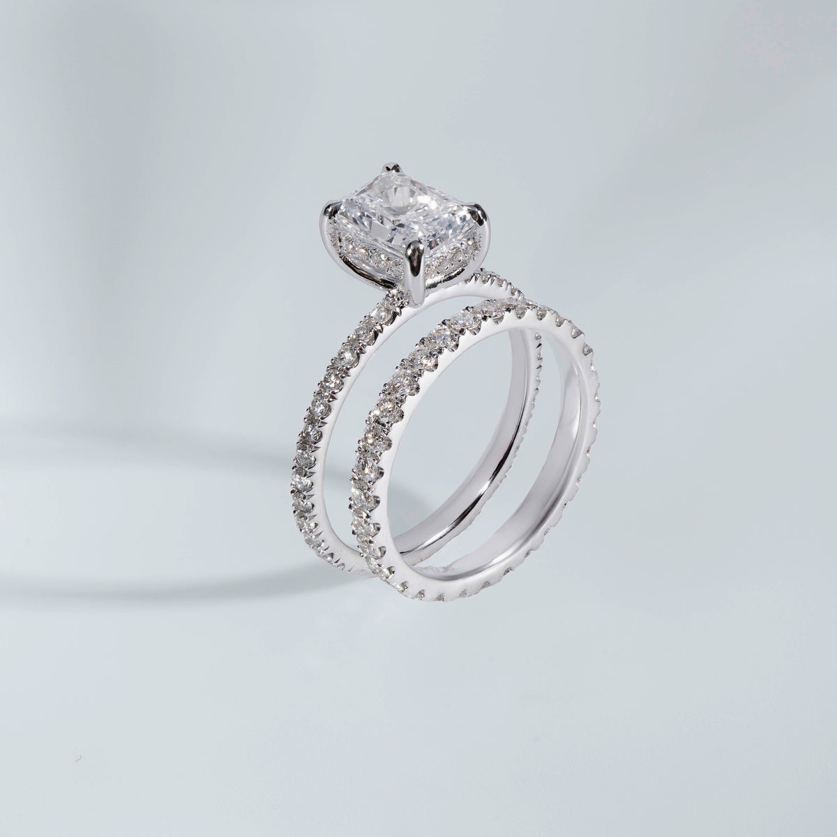 Elongated Radiant Hidden Halo Engagement Ring – Kilani Jewellery