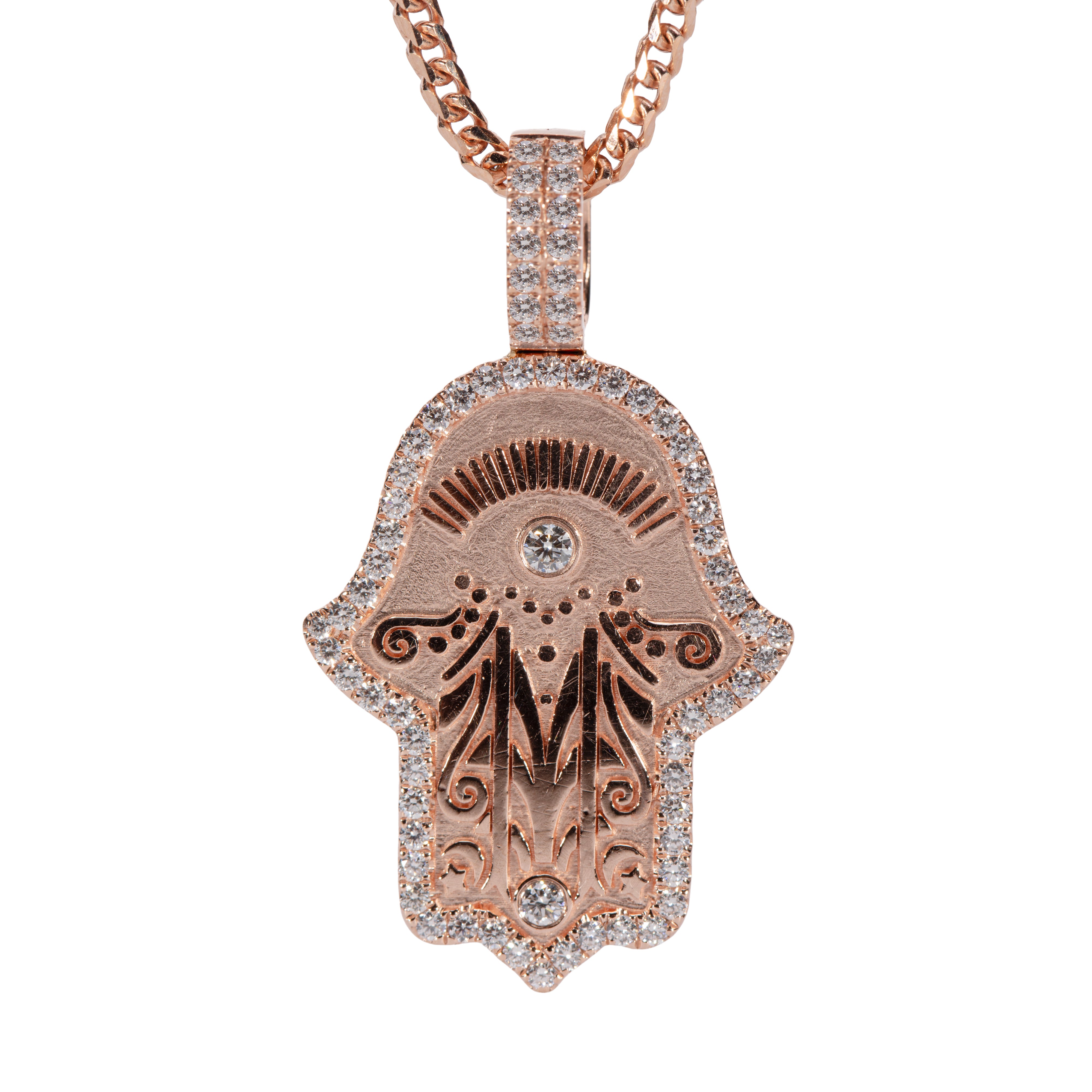 14K Gold Hamsa Hand Diamond Pendant