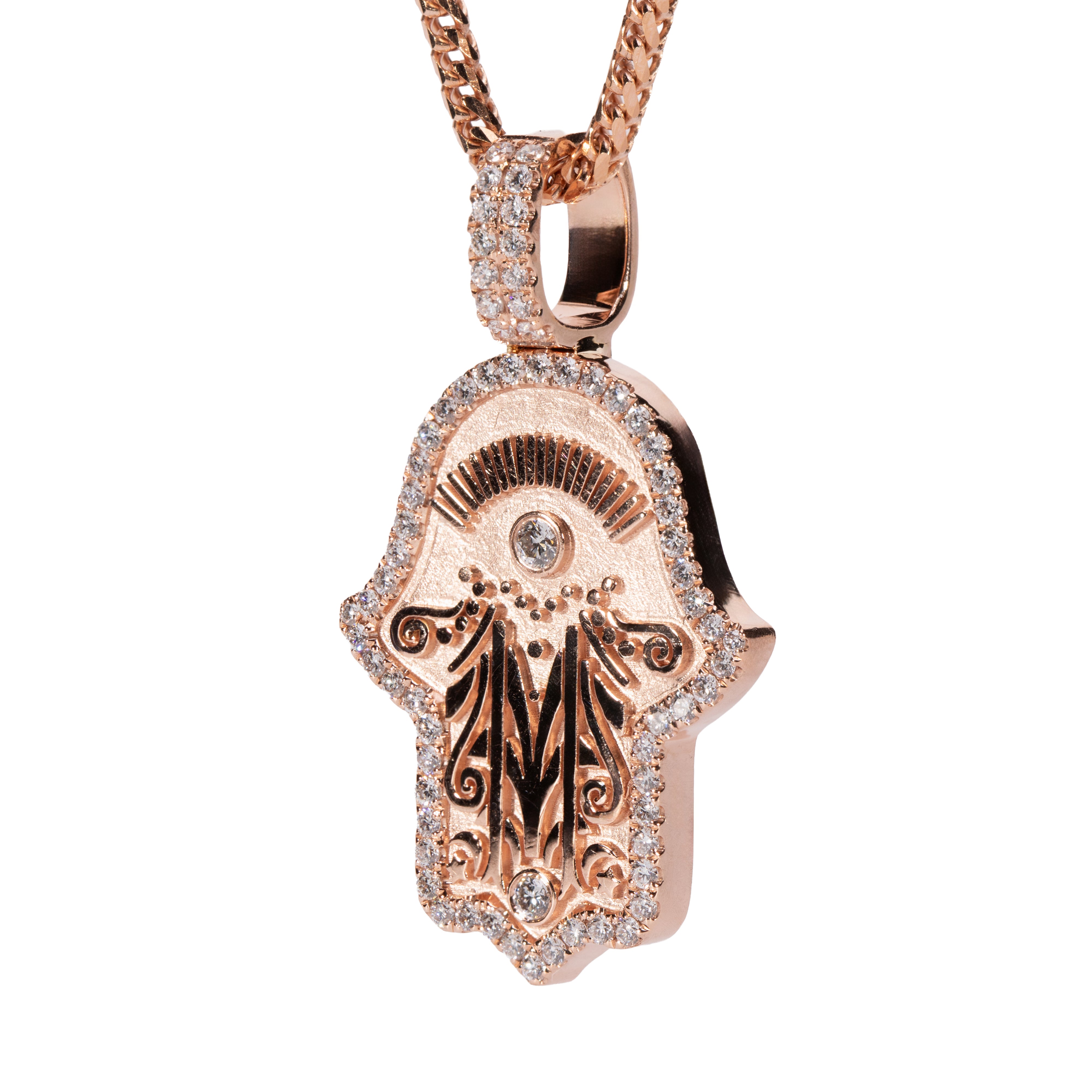 14K Gold Hamsa Hand Diamond Pendant