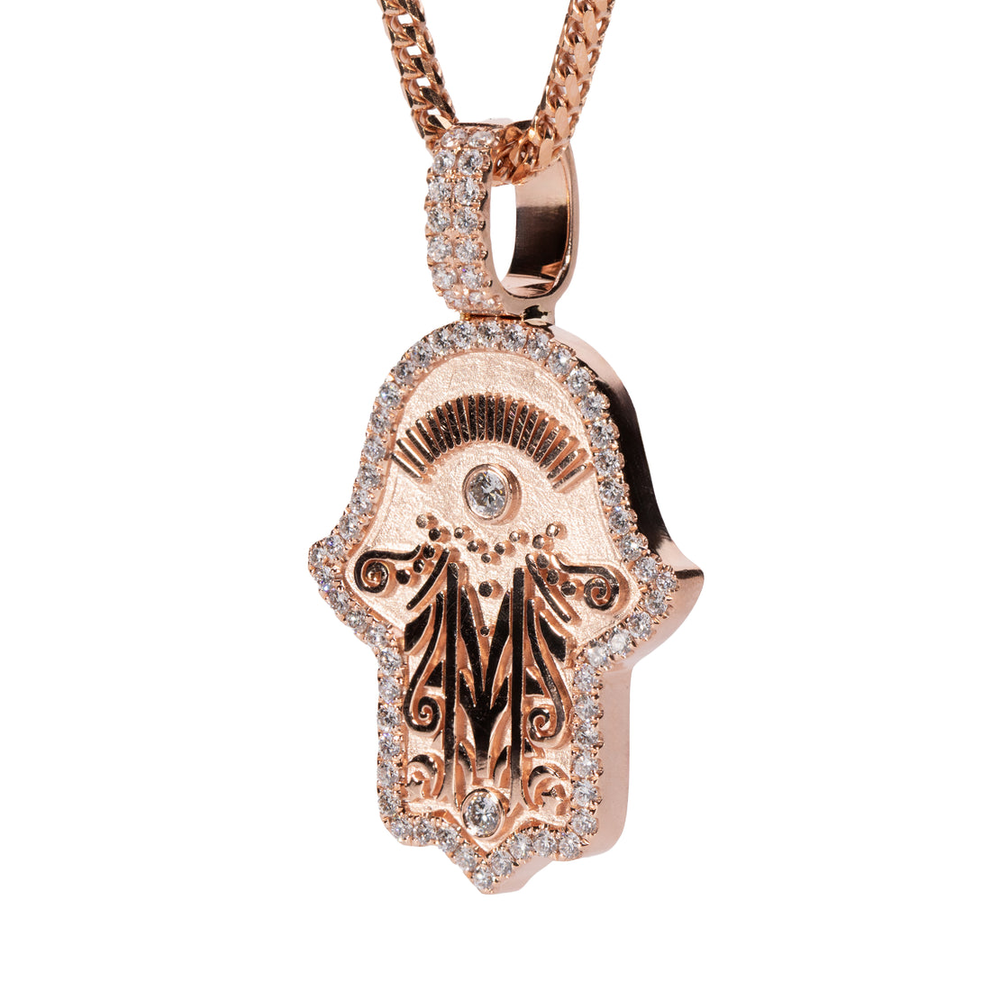 14K Gold Hamsa Hand Diamond Pendant