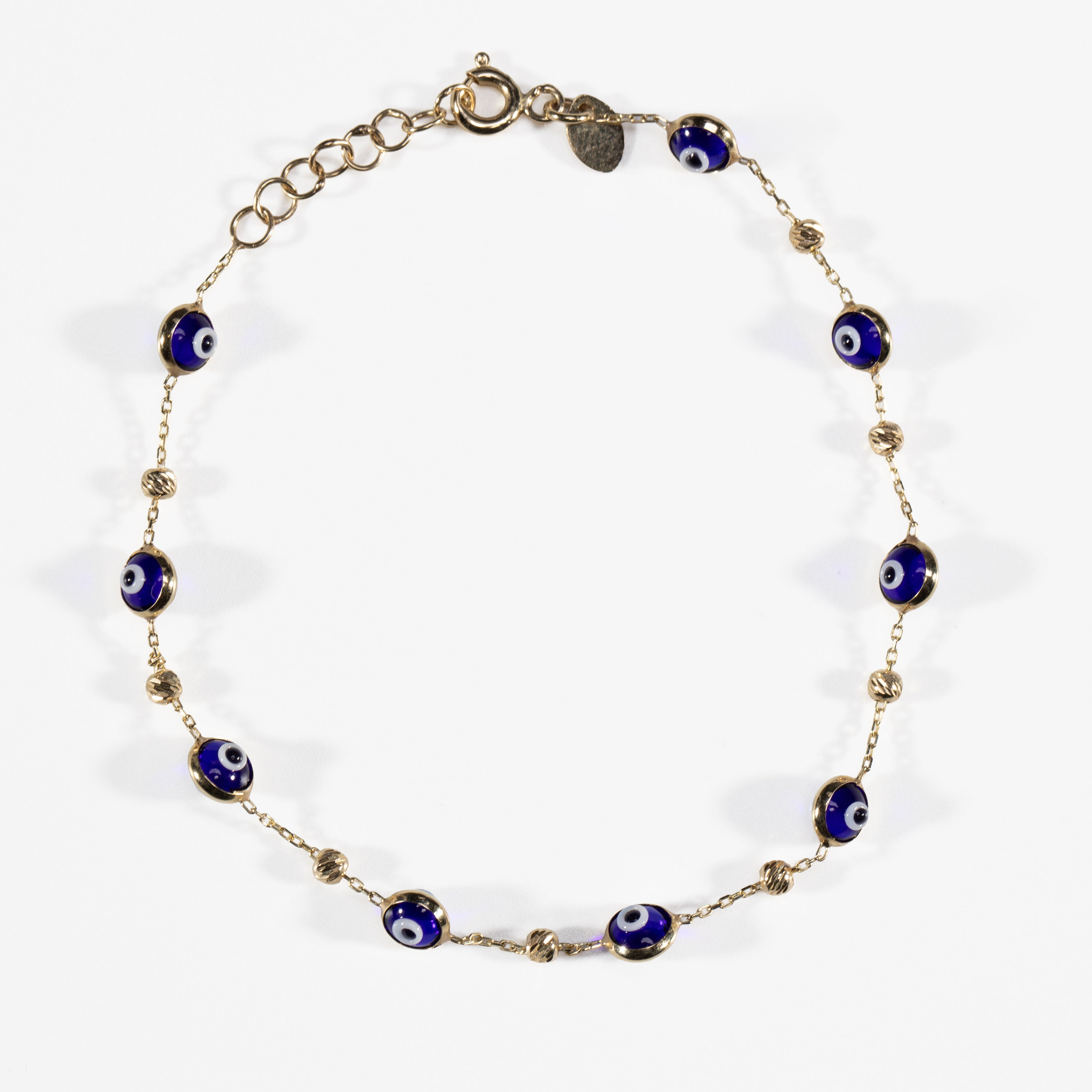 10K Gold Eye Bracelet with Diamond-Cut Beads