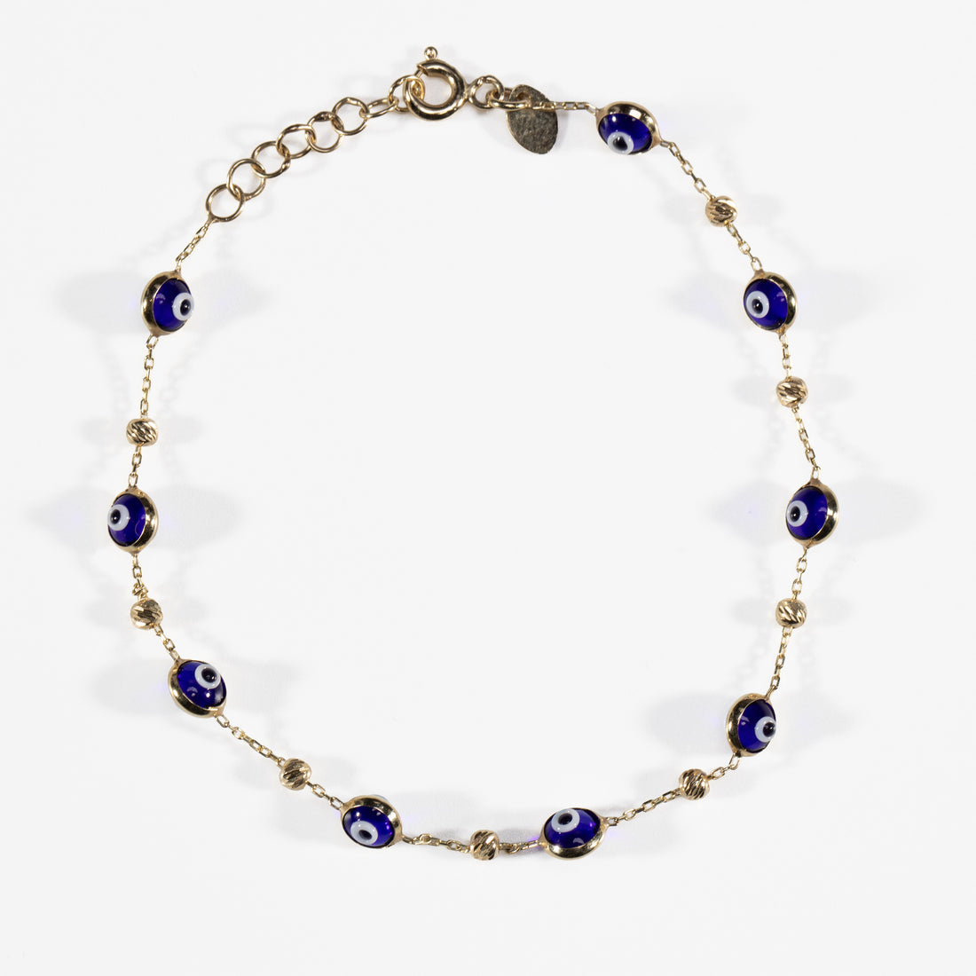 10K Gold Eye Bracelet with Diamond-Cut Beads