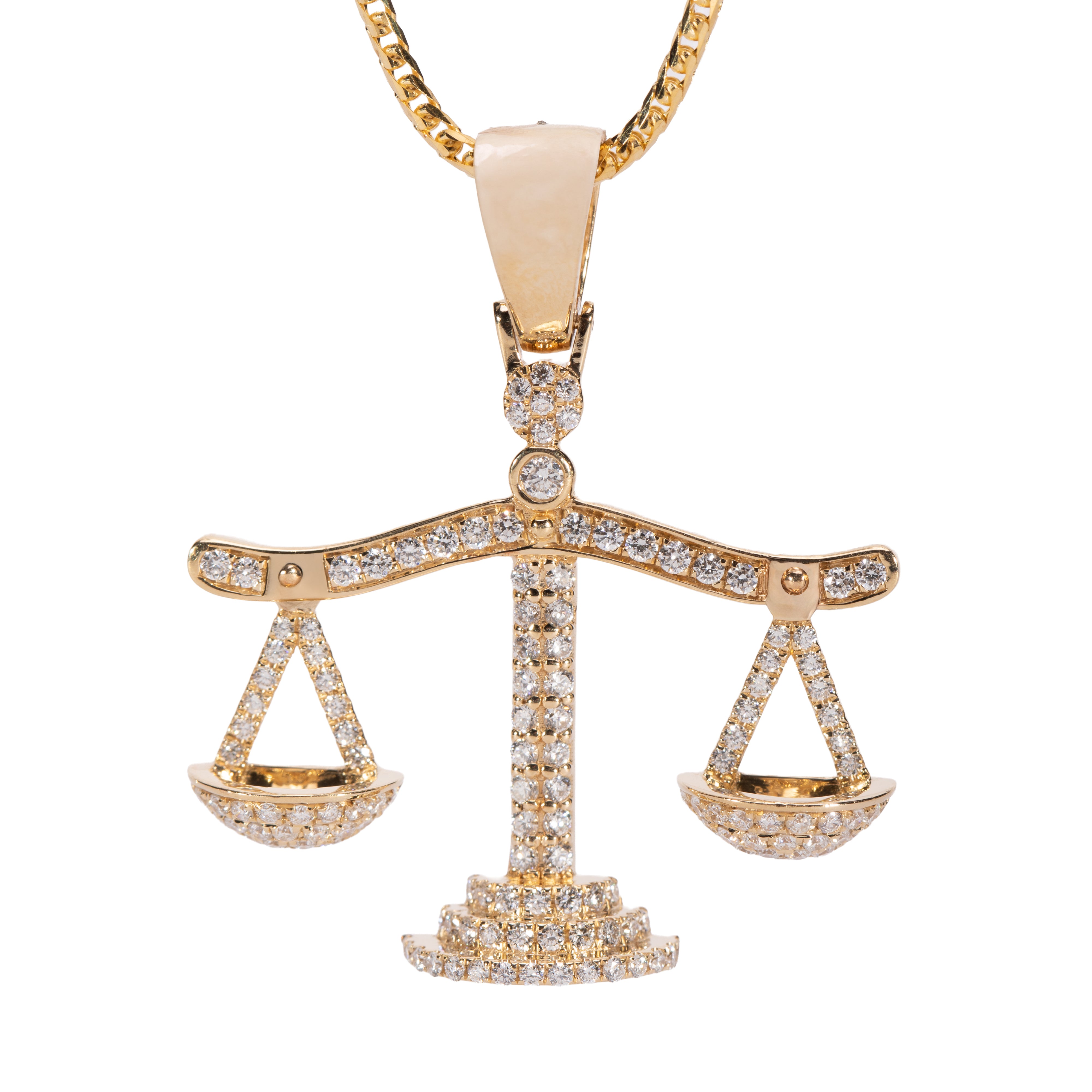 14K Yellow Gold Libra Scale Diamond Pendant