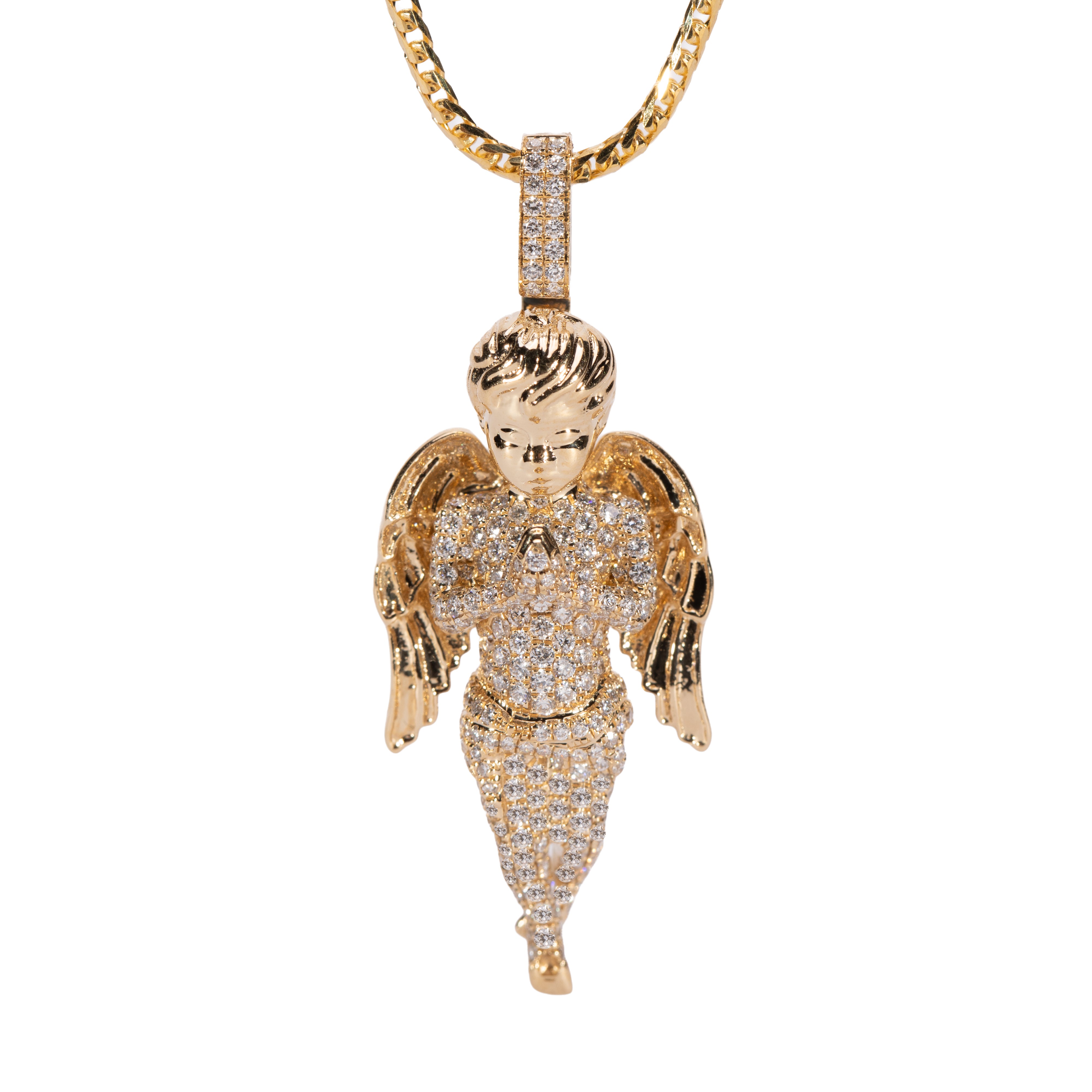 10K Gold Angel Diamond Pendant