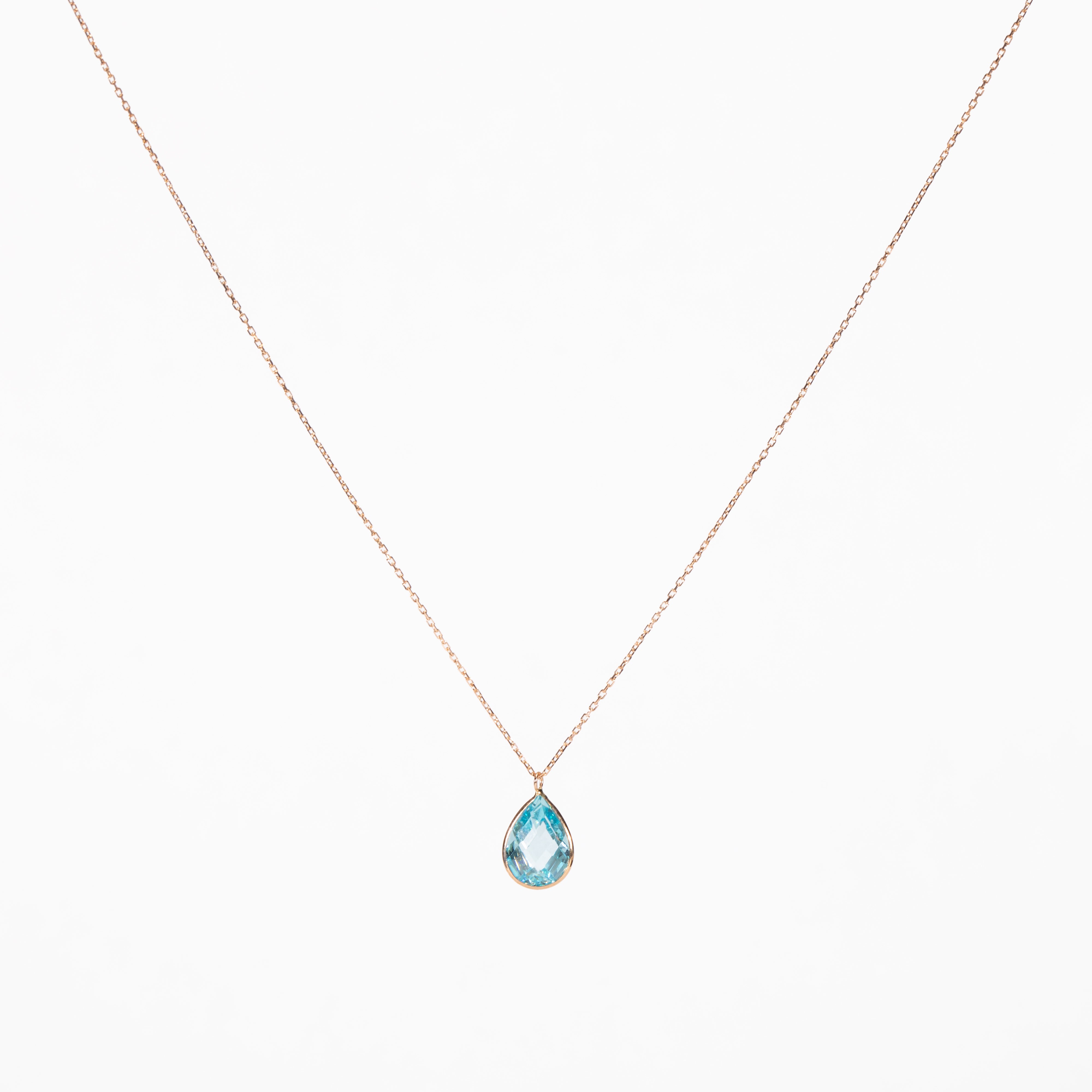 10K Gold Blue CZ Lariat Necklace