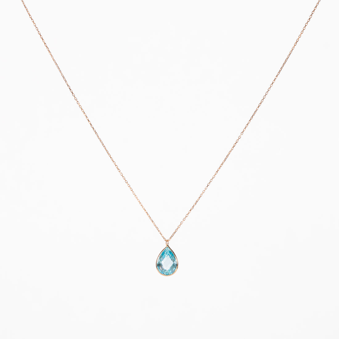 10K Gold Blue CZ Lariat Necklace
