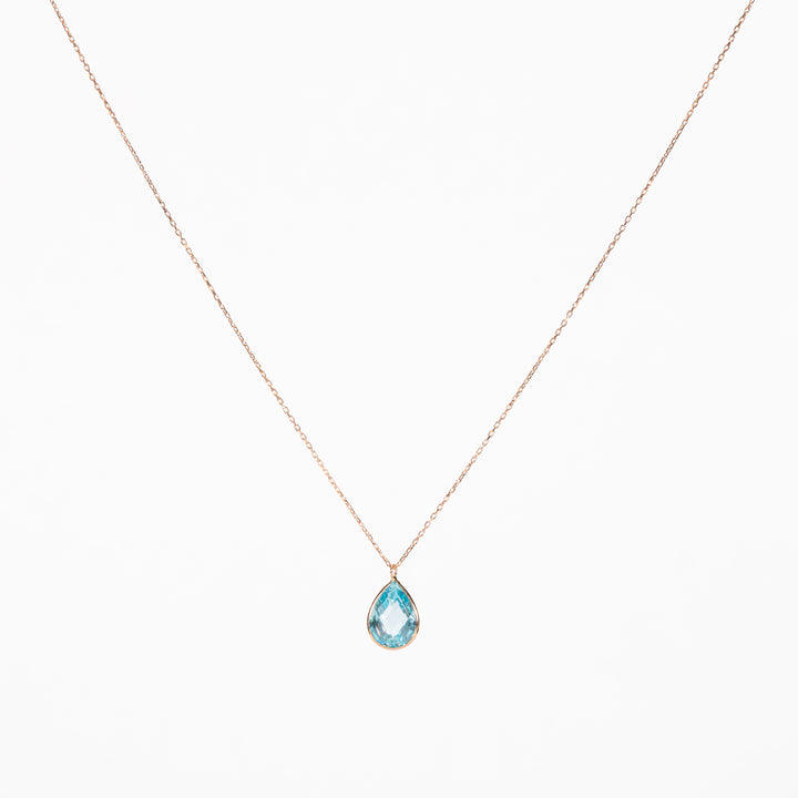 10K Gold Blue CZ Lariat Necklace