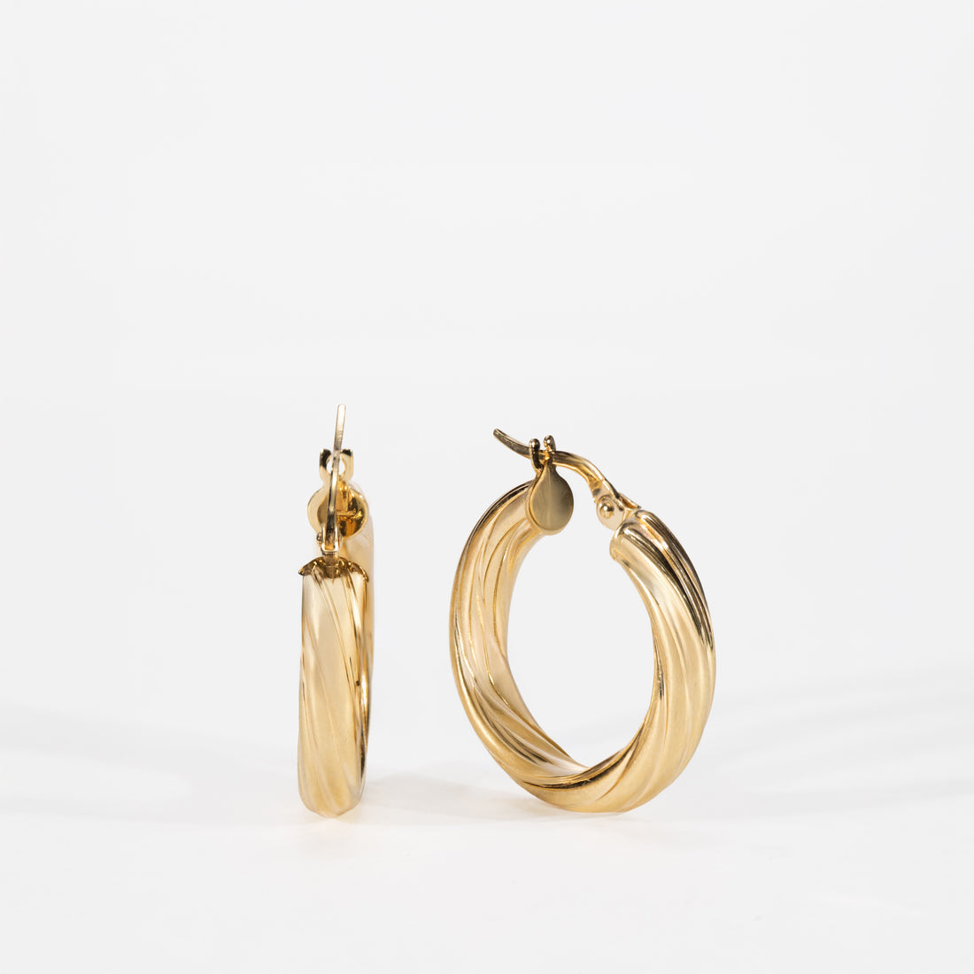 18K Gold Twisted Hoop Earrings