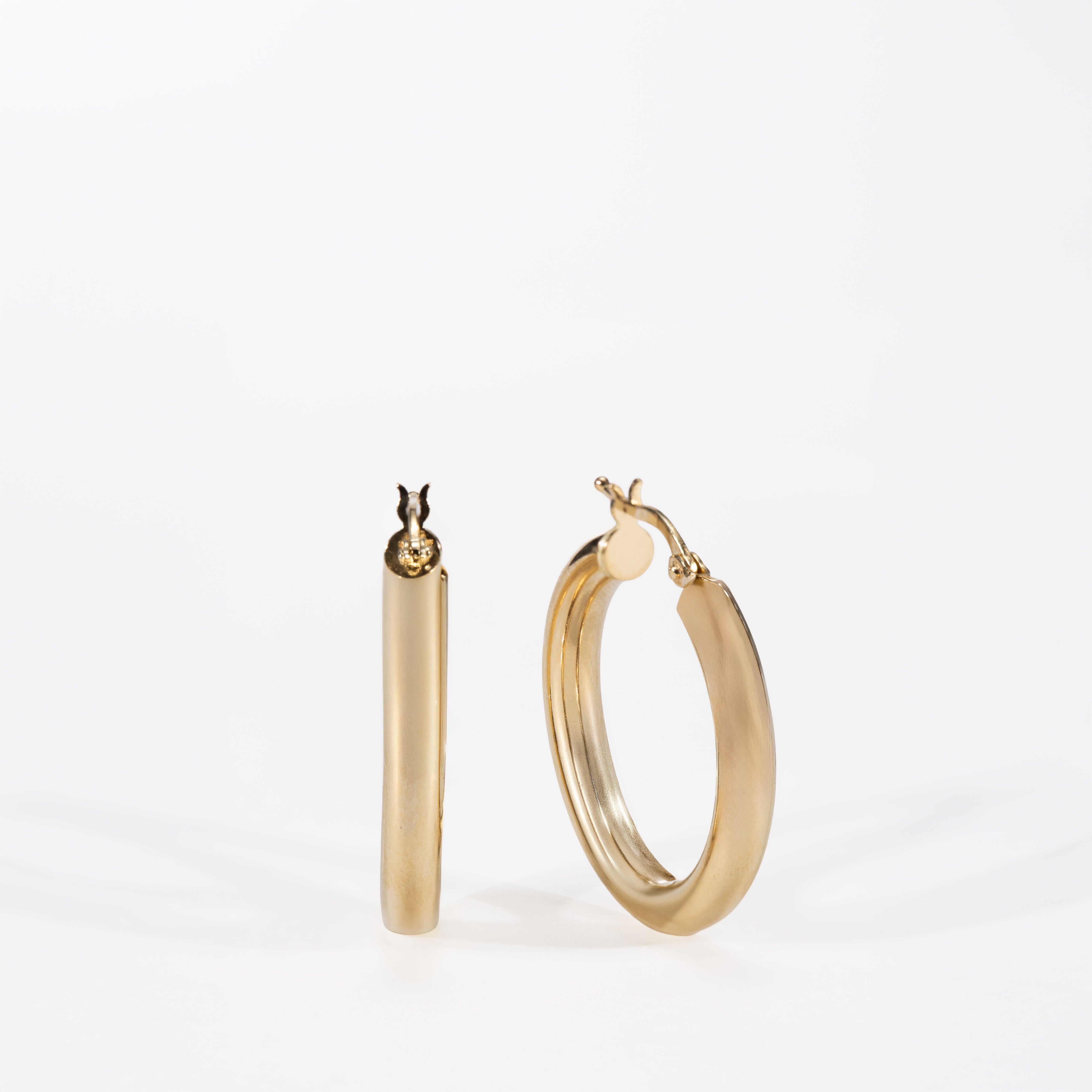 10K Yellow Gold Tube Hoop Earrings