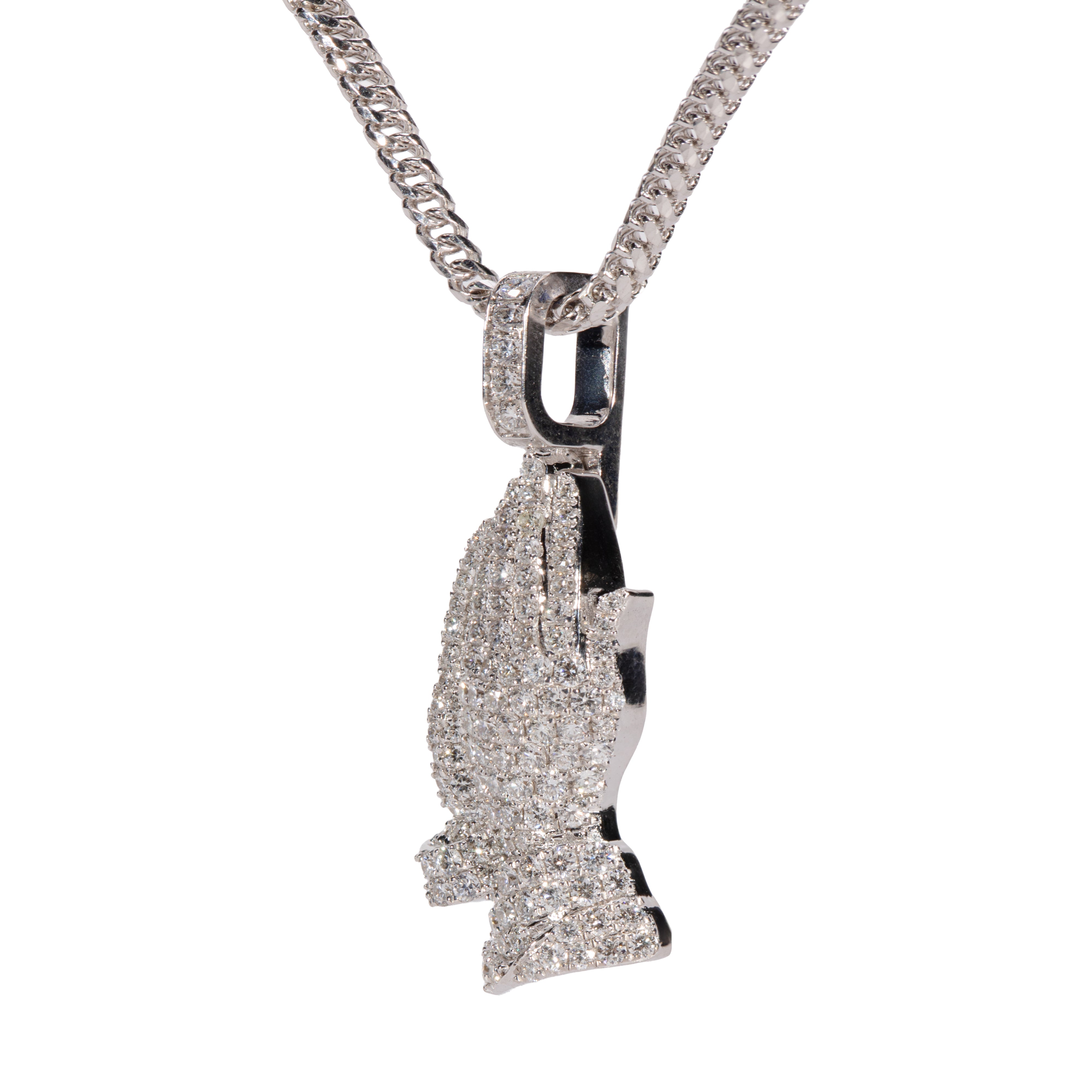 14K Rose Gold Praying Hands Diamond Pendant