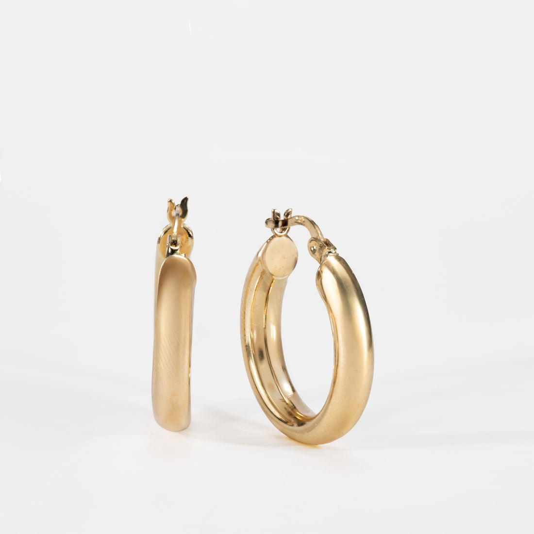 10K Yellow Gold Tube Hoop Earrings