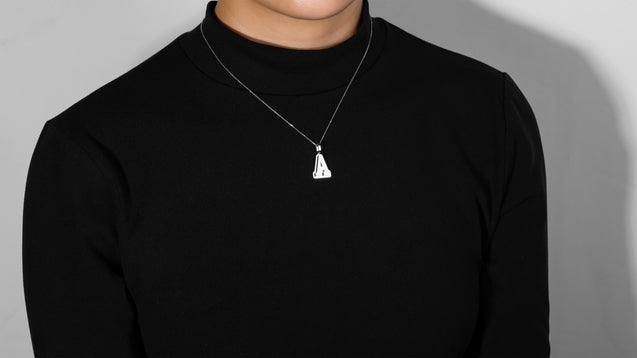 10K Rose Gold Brushed Initial Block Pendant