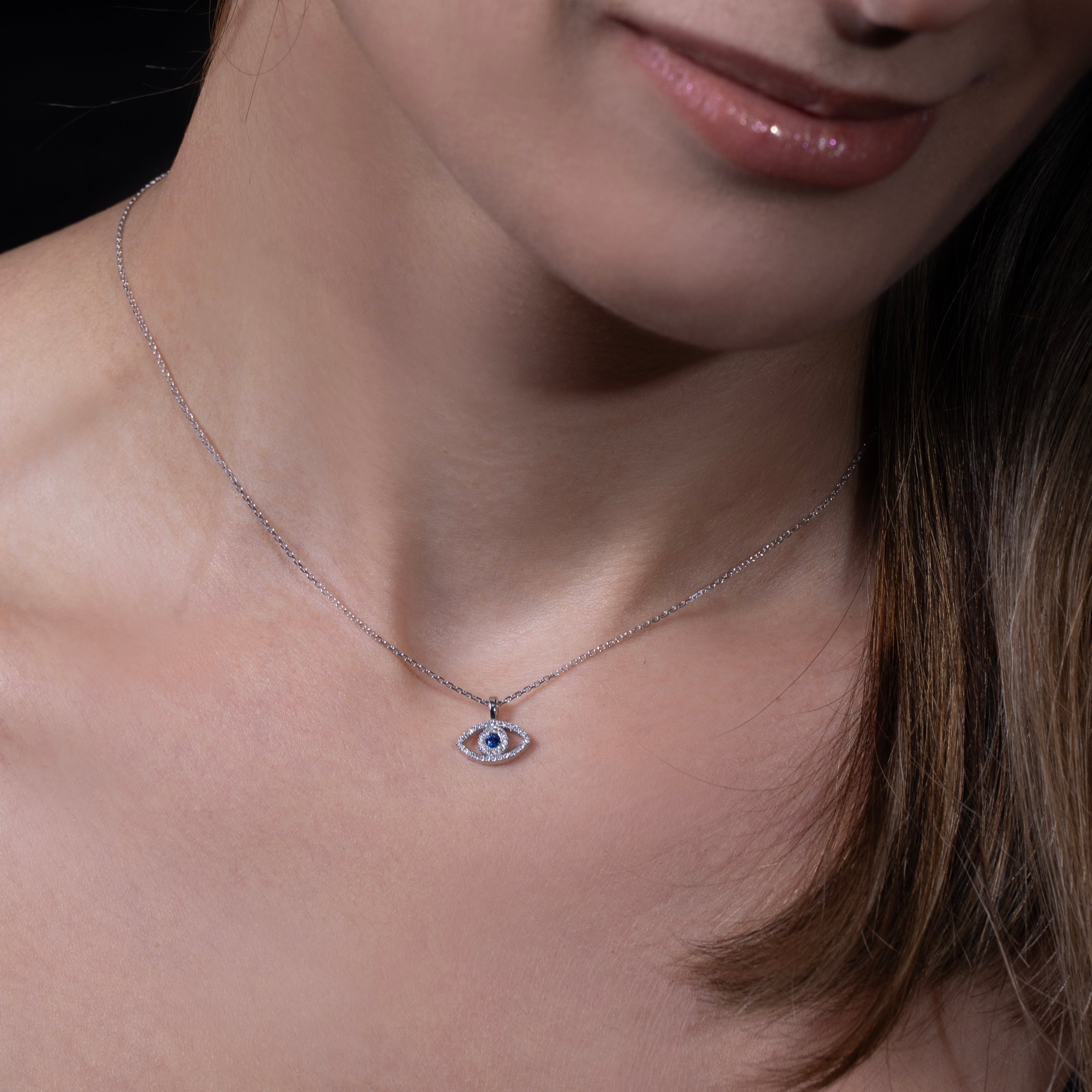 14K Mini Eye Diamond Pendant