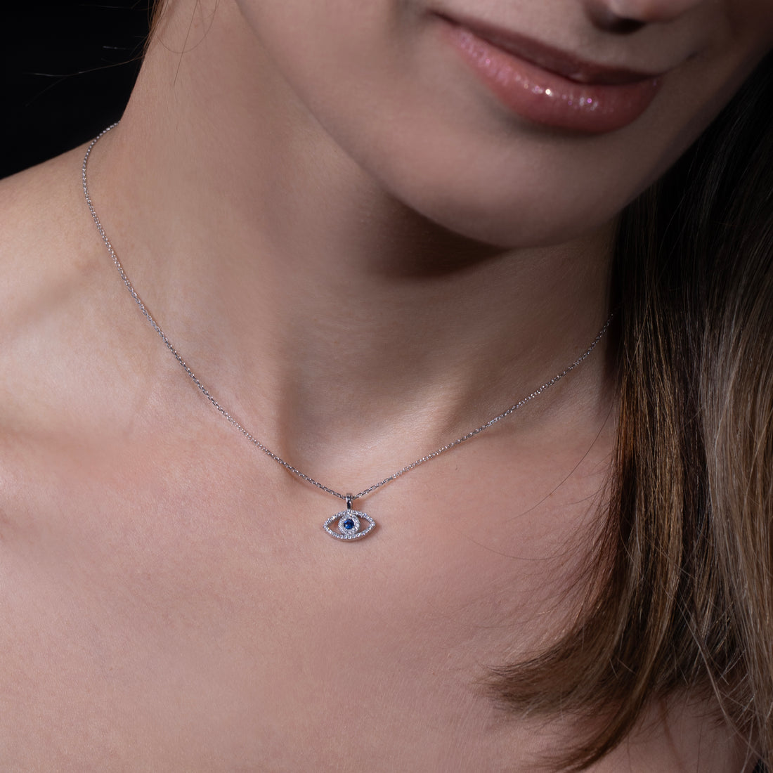 14K Mini Eye Diamond Pendant