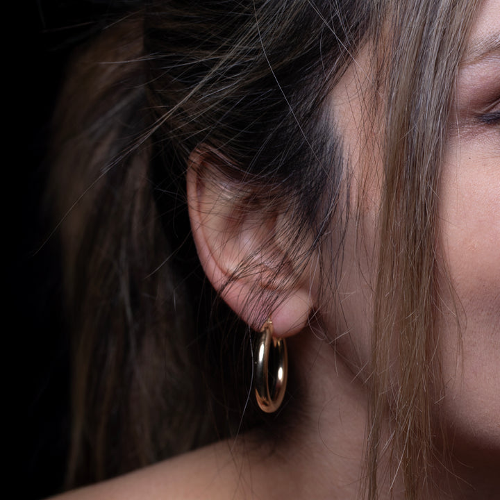 10K Yellow Gold Tube Hoop Earrings