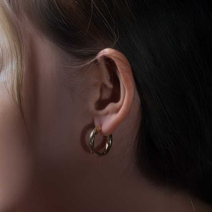 18K Gold Twisted Hoop Earrings