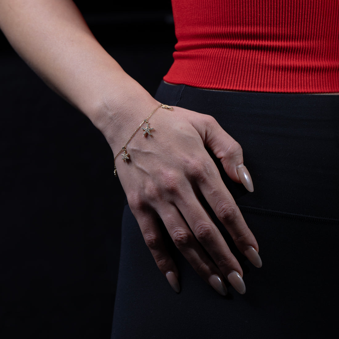 10K Gold CZ Charm Bracelet