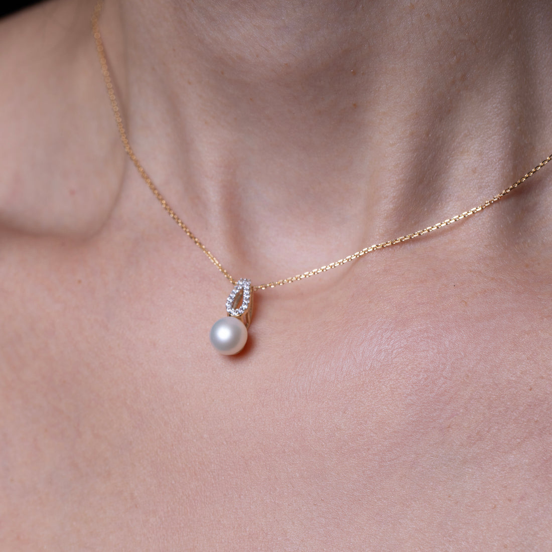 14K Gold Freshwater Pearl CZ Earring & Pendant Set