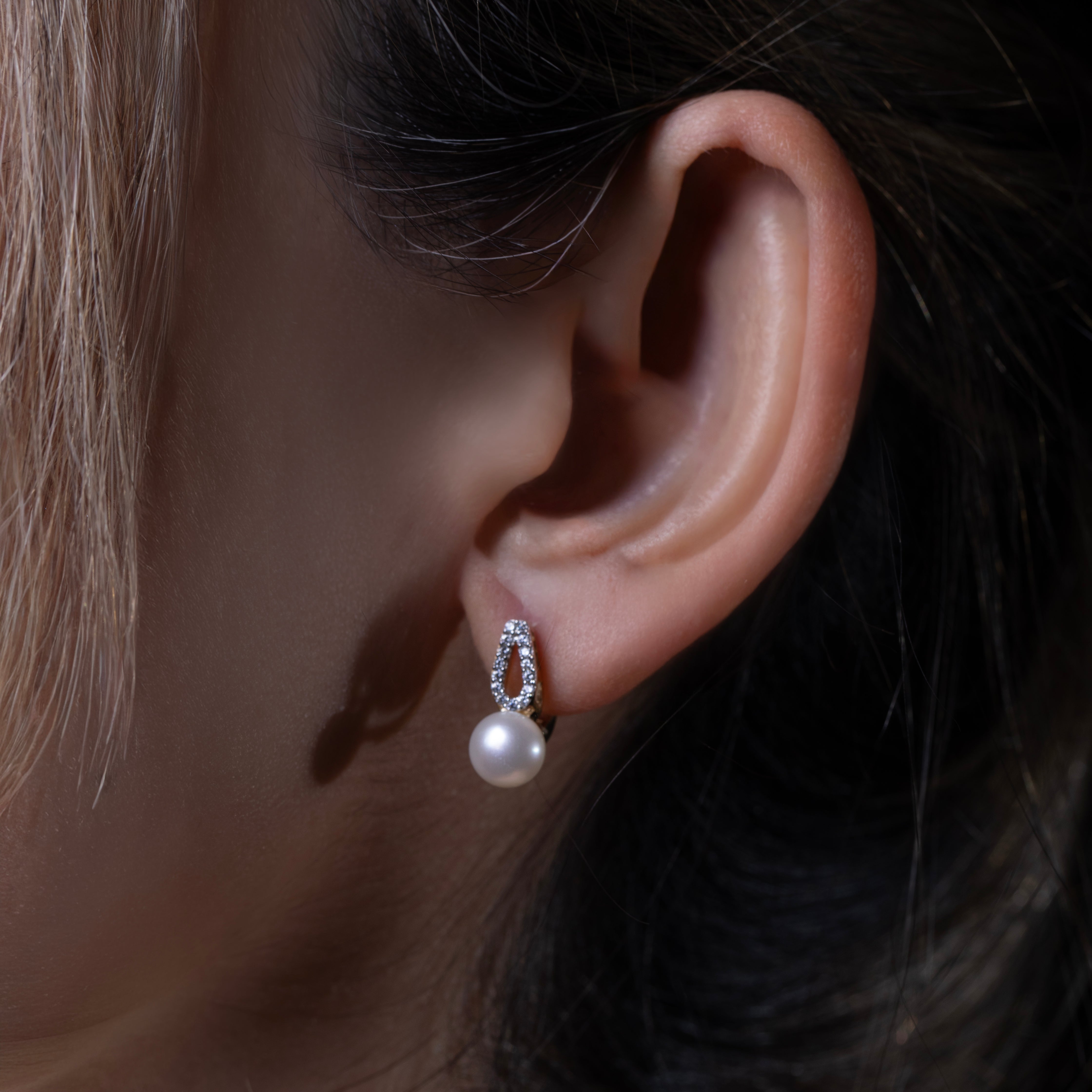 14K Gold Freshwater Pearl CZ Earring & Pendant Set