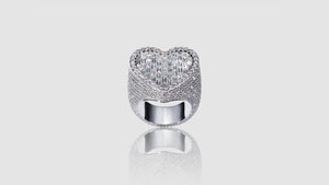 14K White Gold Emerald Diamond Heart Ring