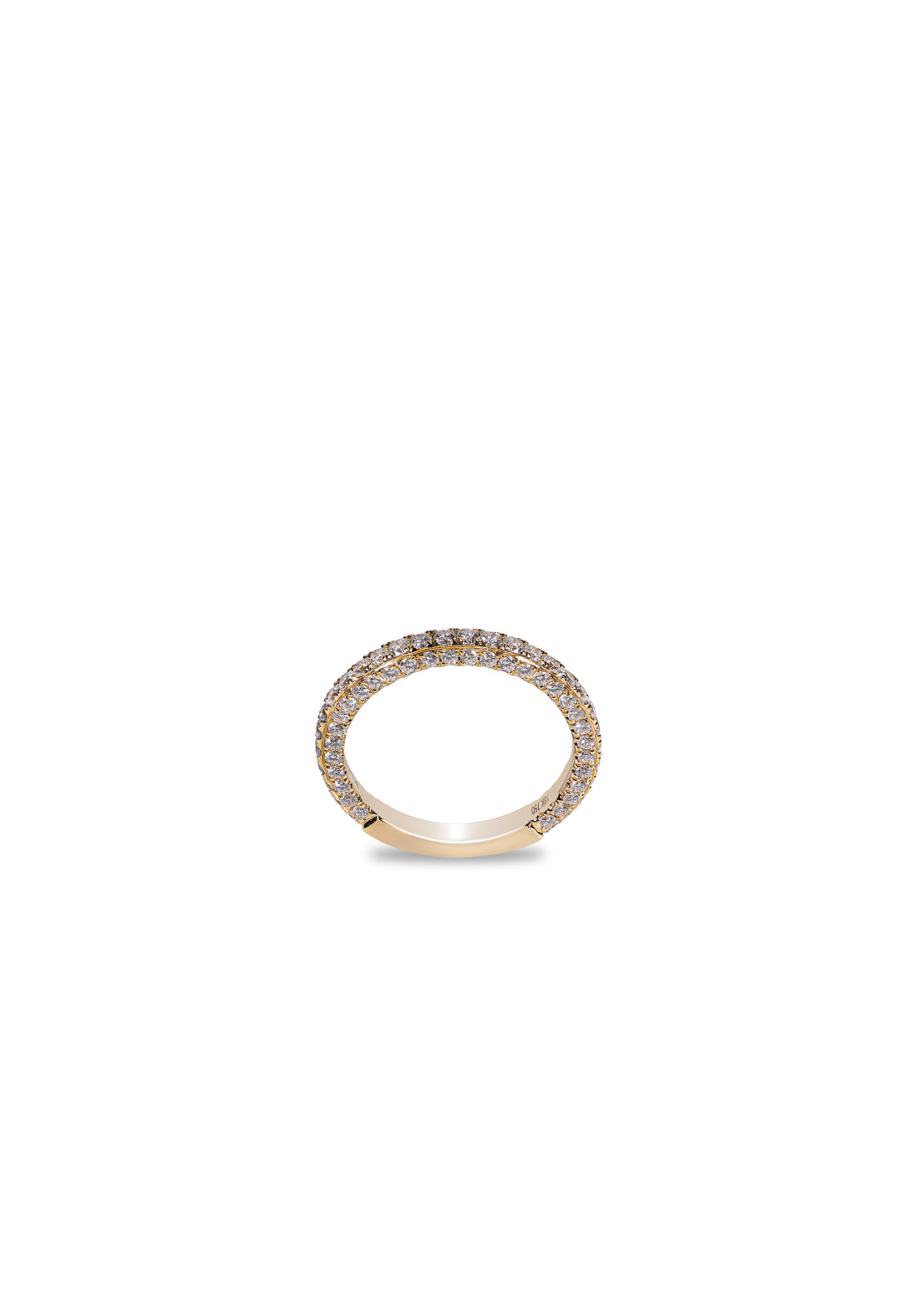 Front view of the Aurelle 3D diamond wedding band in 18K yellow gold.