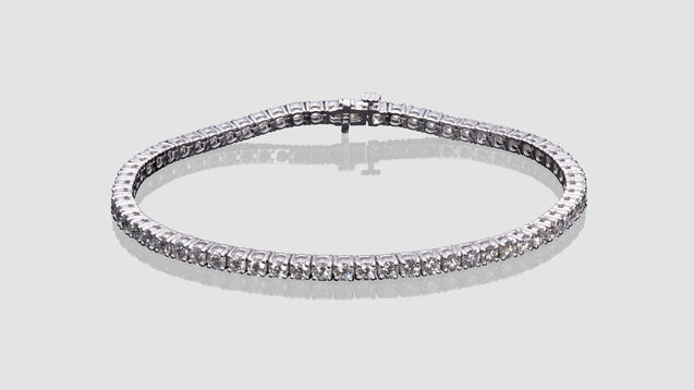 14K White 4 Prong Tennis Diamond Bracelet