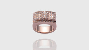 14K Rose Gold Triple Dome Diamond Ring