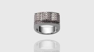 14K White Gold Triple Dome Diamond Ring