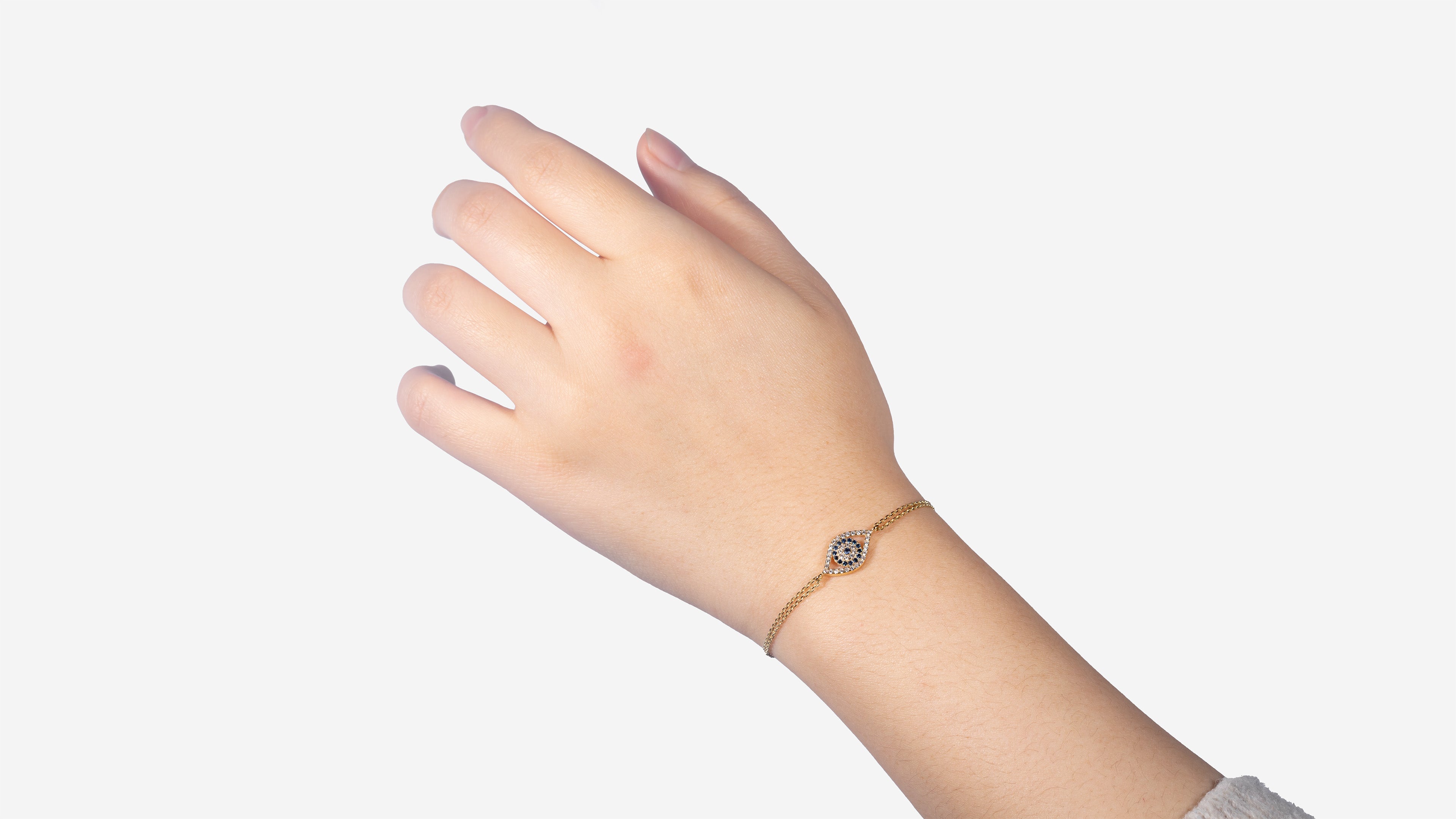 10K Yellow Gold CZ Eye Charm Bracelet