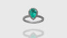 18K White Gold Green Pear Shape Emerald Diamond Engagement Ring