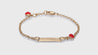 10K Yellow Gold Red Heart ID Bracelet