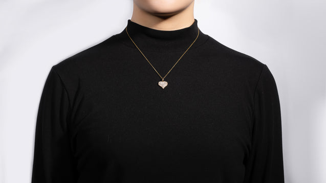 14K Rose Gold Diamond Sharp Edged Dome Heart Pendant