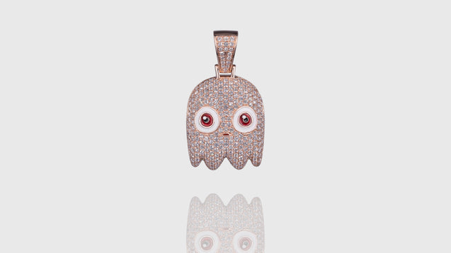 14K Rose Gold Red Eye Ghost Diamond Pendant