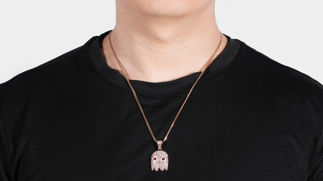 14K Rose Gold Red Eye Ghost Diamond Pendant