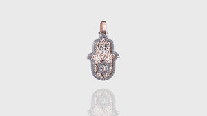 10K Rose & White Gold Hamsa & Life Diamond Pendant