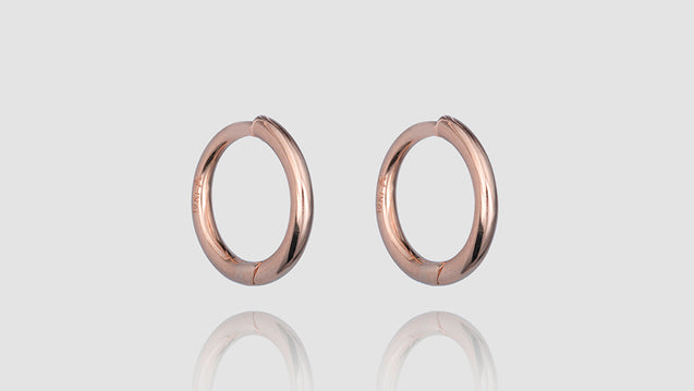 10K Rose Gold Plain Huggie  Earrings